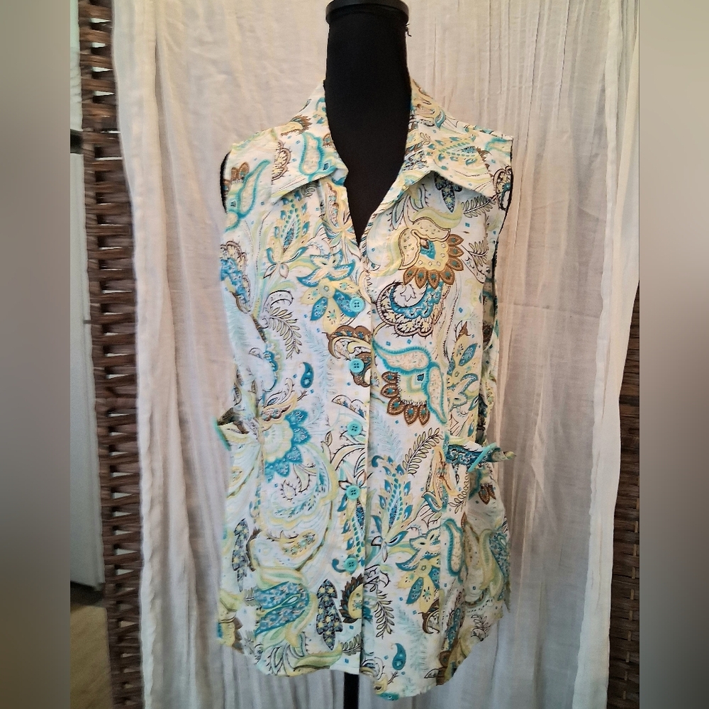 Tweeds Paisley Blouse - Blue and Green